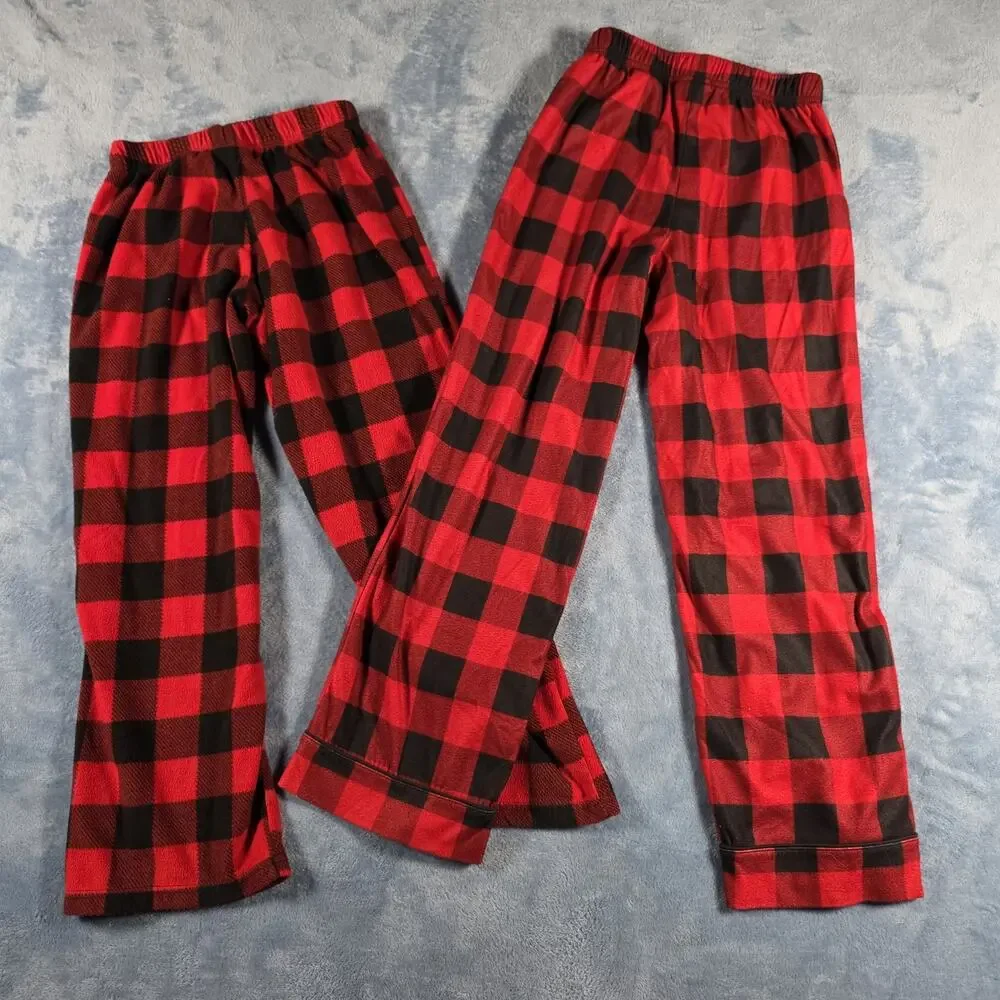 Kids Size 8 Wondershop Red Black Buffalo Plaid Fleece Pajama Pants Lot of 2